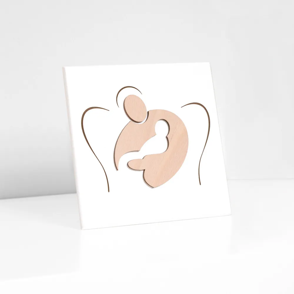 Viadurini Decor Religiöse Bilder-Kleines Bild mit der Lasergravur „Sweet Embrace“, hergestellt in Italien – Angelica