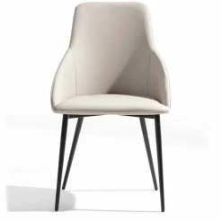 Viadurini Living Moderne Stühle-Öko-Ledersessel mit verzierter Rückenlehne und schwarzer Metallbasis, 2 Stück - Nima