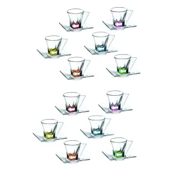 Viadurini Kitchen Italienisches Kristallgeschirr-Ökologische Kaffeetassen aus transparentem oder farbigem Kristall 12 Stück - Amalgam