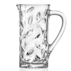 Viadurini Kitchen Italienisches Kristallgeschirr-Ökologischer Kristallkrug mit Blattdekor in 2 Stück - Magnolio