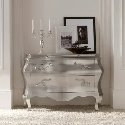 Viadurini Night Design Kommoden-Kommode aus Massivholz mit Blattsilber-Finish, hergestellt in Italien – Brügge