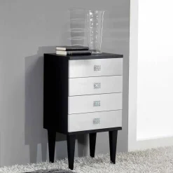 Viadurini Living Kommoden-Kommode im Scandinavian Style schwarz mit 4 Schubladen in Silber