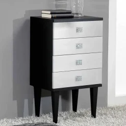 Viadurini Living Kommoden-Kommode im Scandinavian Style schwarz mit 4 Schubladen in Silber