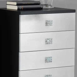 Viadurini Living Kommoden-Kommode im Scandinavian Style schwarz mit 4 Schubladen in Silber