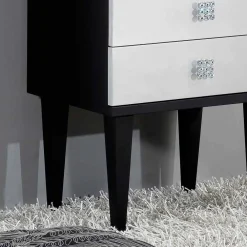 Viadurini Living Kommoden-Kommode im Scandinavian Style schwarz mit 4 Schubladen in Silber