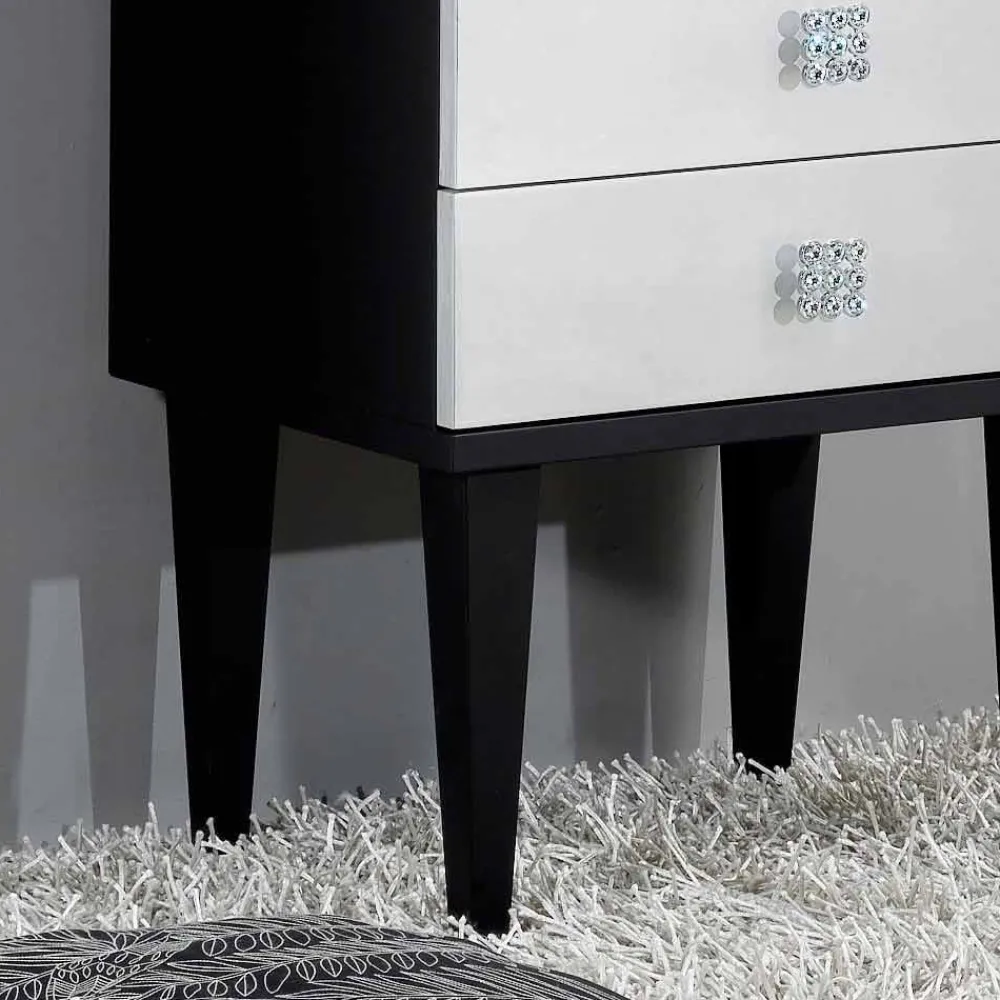 Viadurini Living Kommoden-Kommode im Scandinavian Style schwarz mit 4 Schubladen in Silber