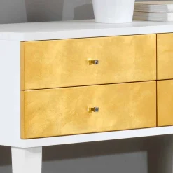 Viadurini Living Kommoden-Kommode im Scandinavian Style weiß mt 4 Schubladen in Blattgold