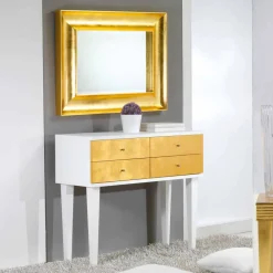 Viadurini Living Kommoden-Kommode im Scandinavian Style weiß mt 4 Schubladen in Blattgold