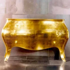 Viadurini Living Kommoden-Kommode mit 3 Schubladen aus goldfarbenem Massivholz,made Italy Giotto