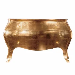 Viadurini Living Kommoden-Kommode mit 3 Schubladen aus goldfarbenem Massivholz,made Italy Giotto