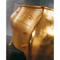 Viadurini Living Kommoden-Kommode mit 3 Schubladen aus goldfarbenem Massivholz,made Italy Giotto