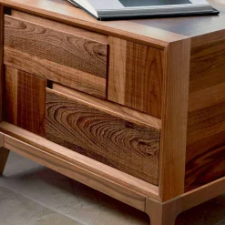 Viadurini Living Kommoden-Kommode mit 2 Schubladen, massives Nussholz, modernes Design, Nino