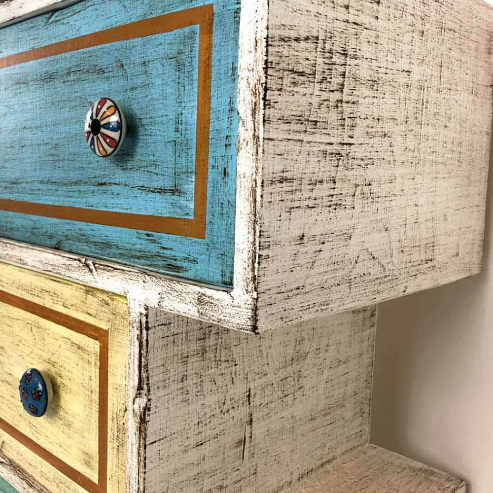 Viadurini Living Kommoden-Kommode mit farbigen Schubladen und Keramikknöpfen Made in Italy - Hendriks