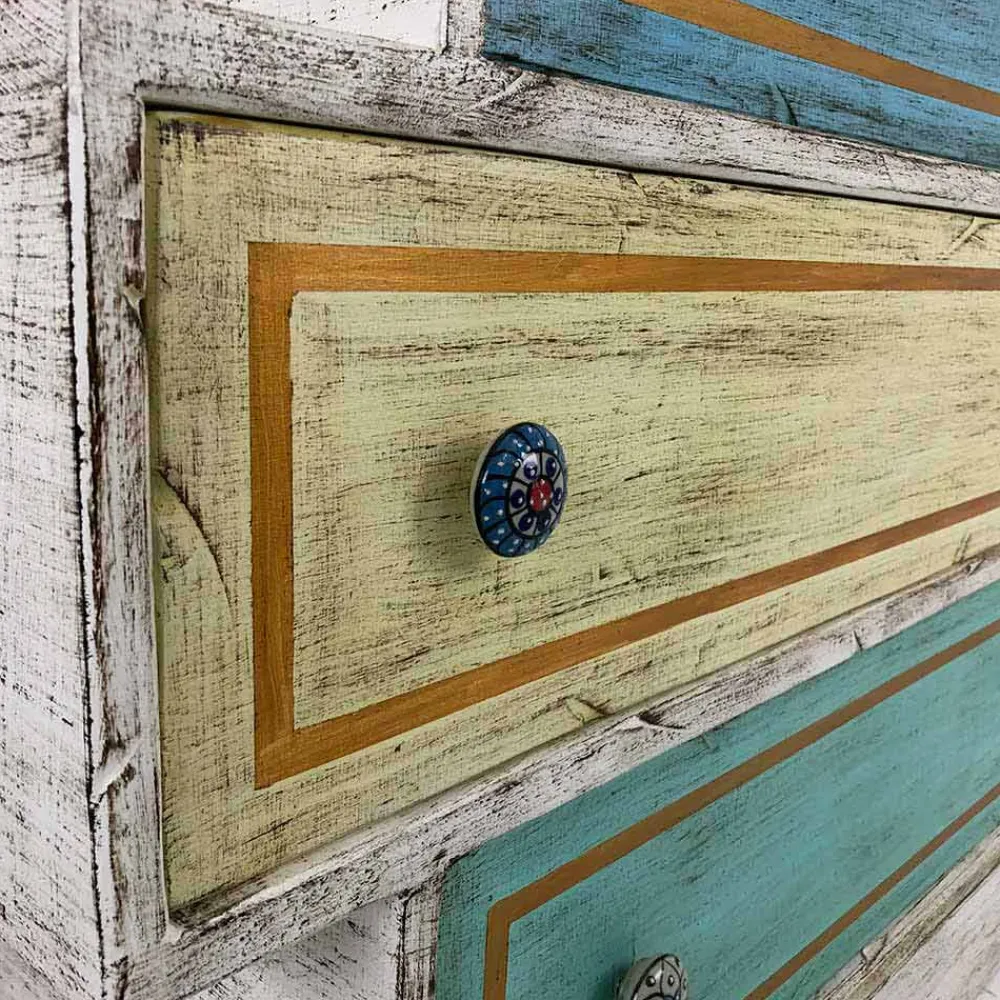 Viadurini Living Kommoden-Kommode mit farbigen Schubladen und Keramikknöpfen Made in Italy - Hendriks