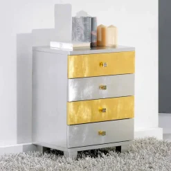 Viadurini Living Kommoden-Kommode Silber im Scandinavian Style mit 4 Schubladen Gold und Silber Etty