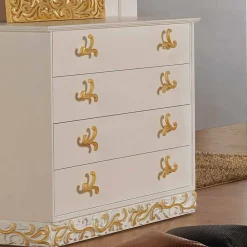 Viadurini Living Kommoden-Kommode weiß mit 4 Schubladen und Deko in gold  Kush