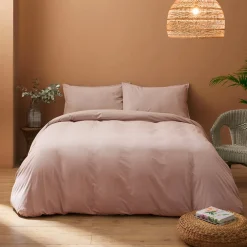 Viadurini Textile Bettbezüge-Kompletter Doppelbett-Bettbezug aus reiner, stückgefärbter Baumwolle - Delicacy