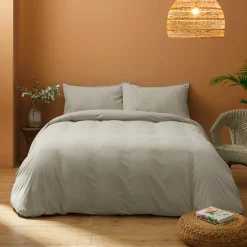 Viadurini Textile Bettbezüge-Kompletter Doppelbett-Bettbezug aus reiner, stückgefärbter Baumwolle - Delicacy