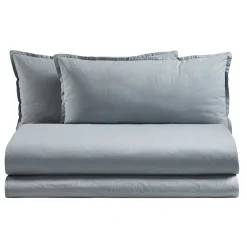 Viadurini Textile Bettbezüge-Kompletter Doppelbett-Bettbezug aus reiner, stückgefärbter Baumwolle - Delicacy