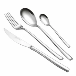 Viadurini Kitchen Besteck Set-Komplettes Besteckset aus poliertem Edelstahl Modernes Design 24 Stück - scharf