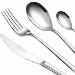 Viadurini Kitchen Besteck Set-Komplettes Besteckset aus poliertem Edelstahl Modernes Design 24 Stück - scharf