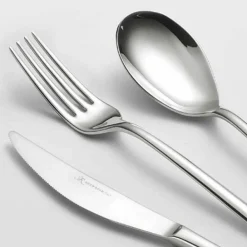 Viadurini Kitchen Besteck Set-Komplettes Besteckset aus poliertem Edelstahl Modernes Design 24 Stück - scharf