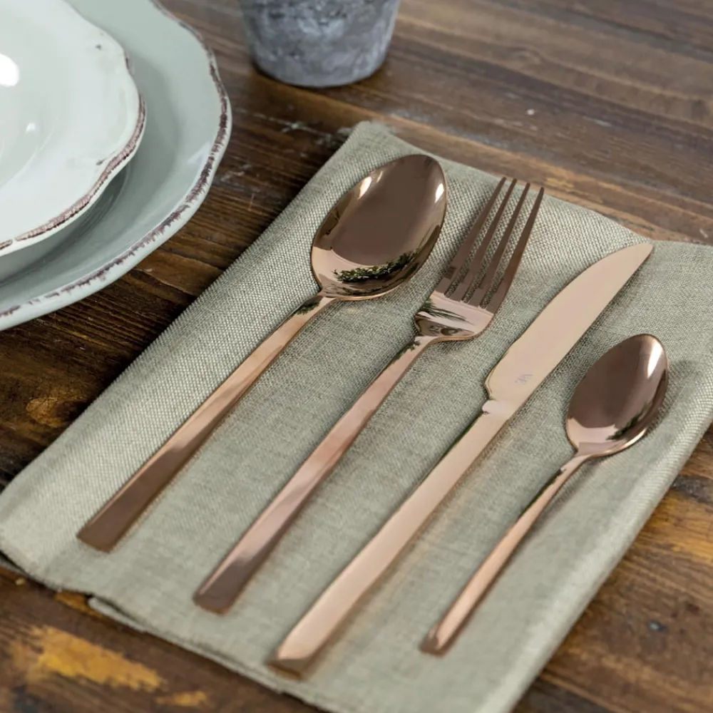 Viadurini Kitchen Besteck Set-Komplettes Besteckset in schwarzem Stahl- oder Kupferdesign 24-teilig - Fayette