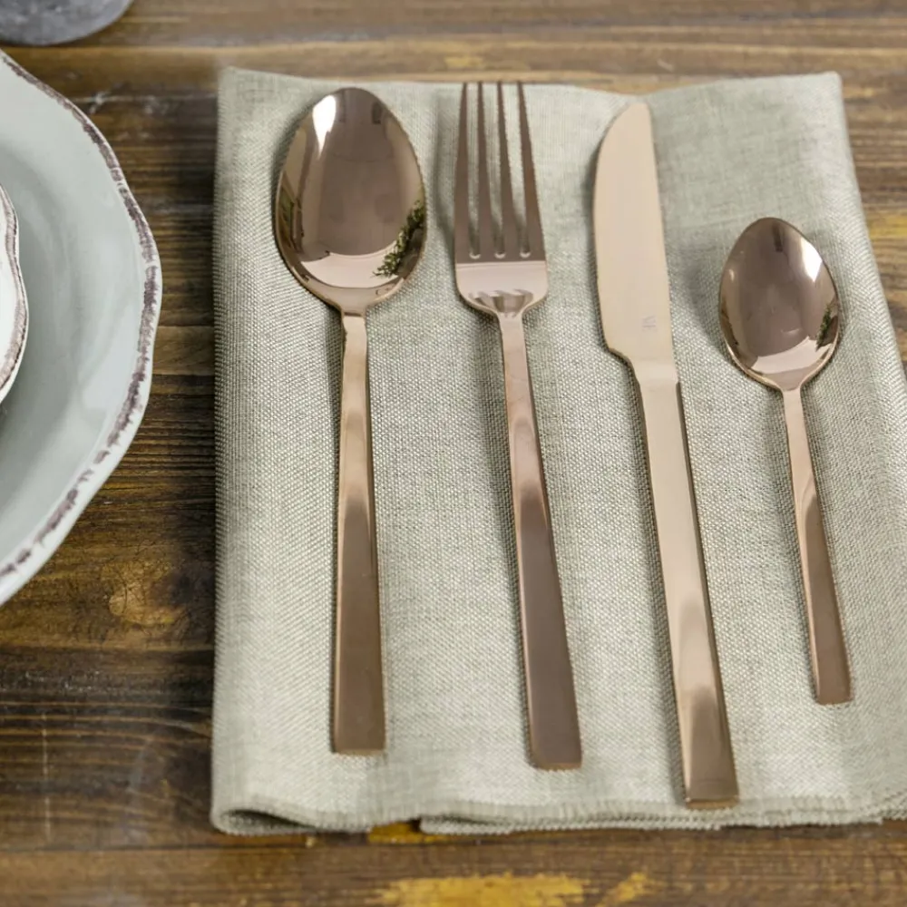 Viadurini Kitchen Besteck Set-Komplettes Besteckset in schwarzem Stahl- oder Kupferdesign 24-teilig - Fayette