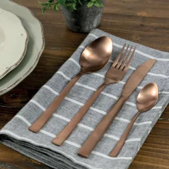 Viadurini Kitchen Besteck Set-Komplettes Besteckset in schwarzem Stahl- oder Kupferdesign 24-teilig - Fayette