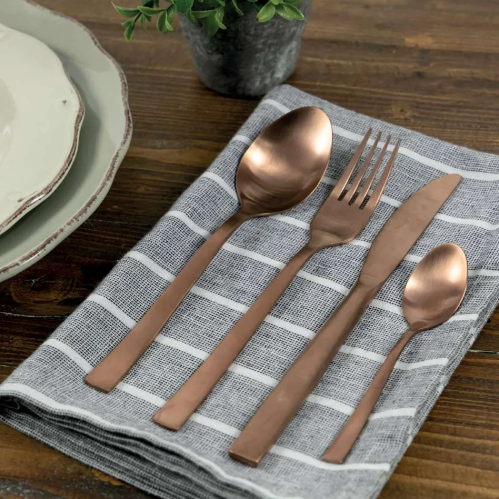 Viadurini Kitchen Besteck Set-Komplettes Besteckset in schwarzem Stahl- oder Kupferdesign 24-teilig - Fayette