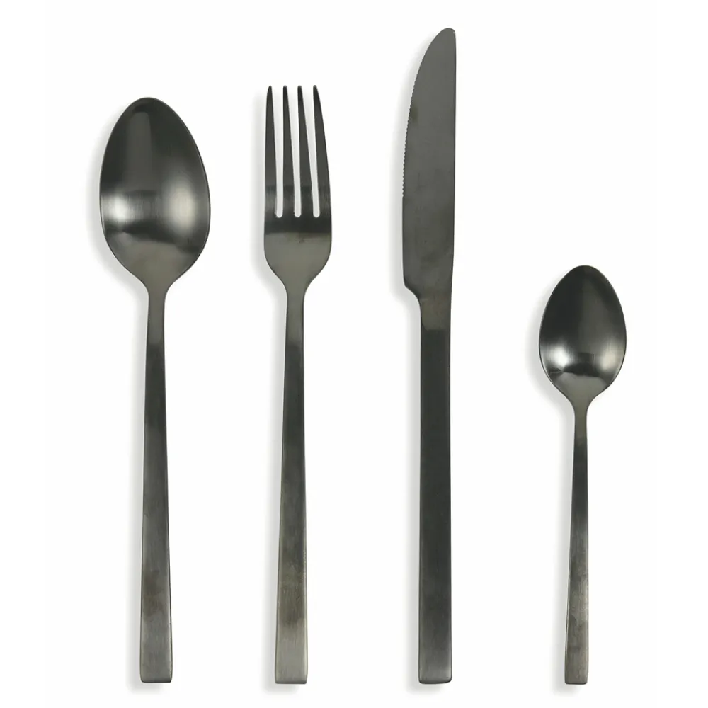 Viadurini Kitchen Besteck Set-Komplettes Besteckset in schwarzem Stahl- oder Kupferdesign 24-teilig - Fayette