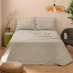 Viadurini Textile Bettlaken-Komplettes Doppelbett aus reiner, im Stück gefärbter und schattierter Baumwolle - Delicacy