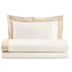 Viadurini Textile Bettlaken-Komplettes Queen-Size-Bettset aus 100 % Baumwolle und 10 % Baumwollsatin – Detail