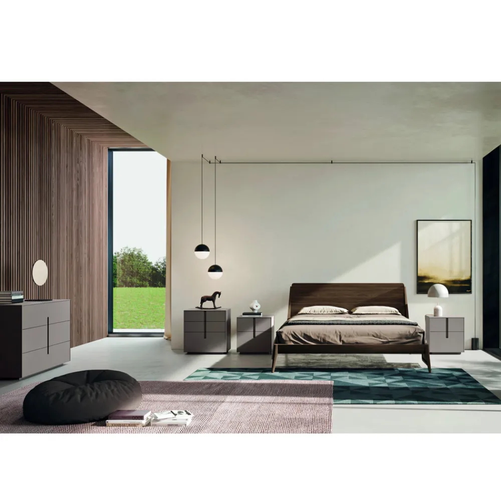 Viadurini Night Design Schlafzimmer Komplett-Komplettes Schlafzimmer mit 5 Elementen im modernen Stil Made in Italy - Savanna
