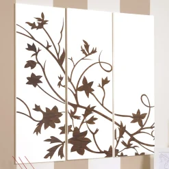 Viadurini Decor Blumen Bilder-Komposition aus 3 Tafeln, die einen Zweig mit Blättern darstellen, hergestellt in Italien – Ashton