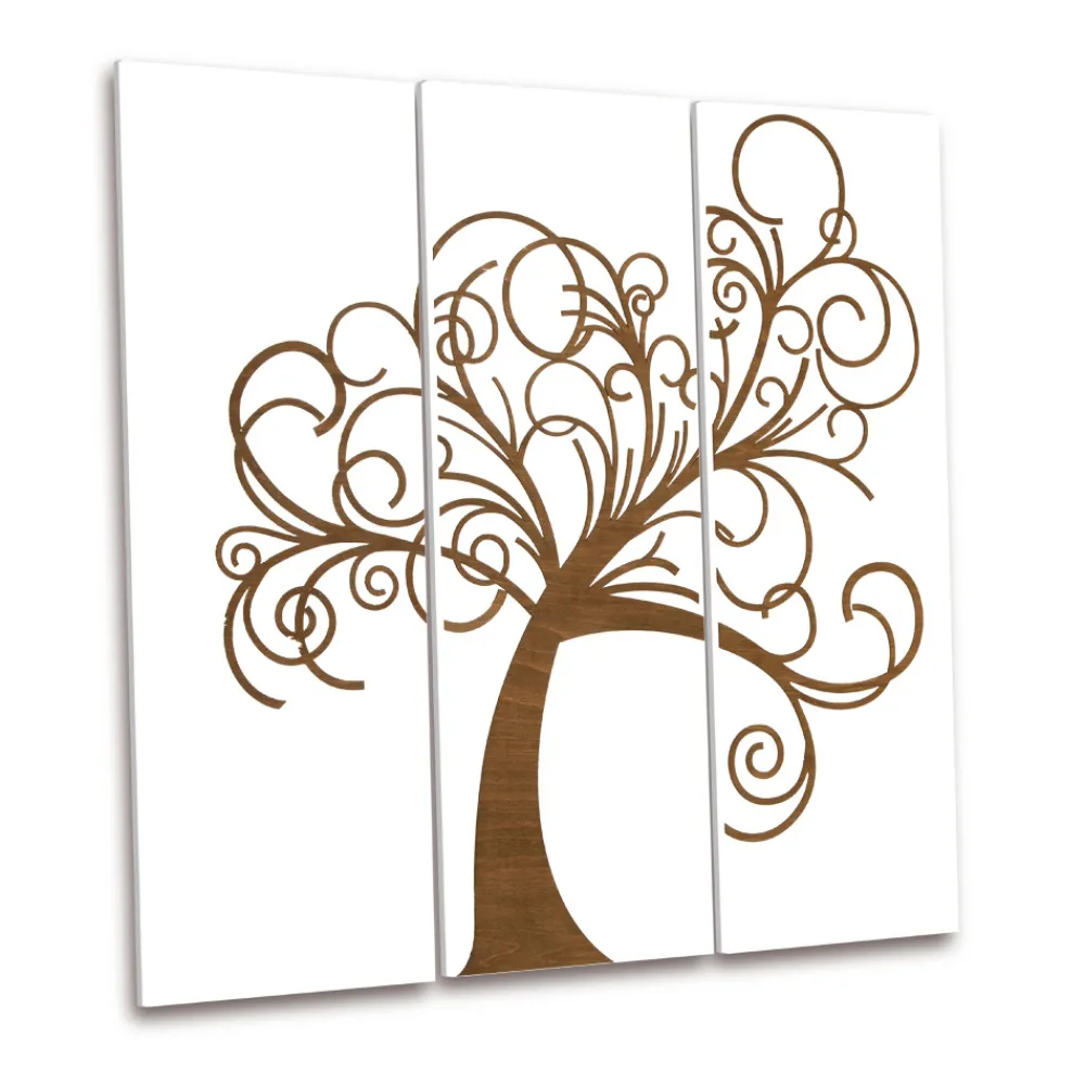 Viadurini Decor Blumen Bilder-Komposition aus 3 Tafeln, die den Baum des Lebens darstellen, hergestellt in Italien – Eliza