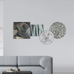 Viadurini Decor Abstrakte Bilder-Komposition aus 4 Tafeln mit der Stilisierung des Kusses Made in Italy – Kanna