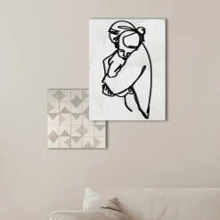 Viadurini Decor Abstrakte Bilder-Komposition aus 2 Tafeln mit Stilisierung einer Umarmung, hergestellt in Italien – Kyoko