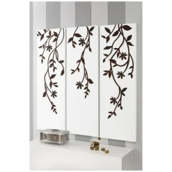 Viadurini Decor Blumen Bilder-Komposition aus 3 Tafeln mit der Darstellung von 3 Zweigen und Blättern, hergestellt in Italien – Barney