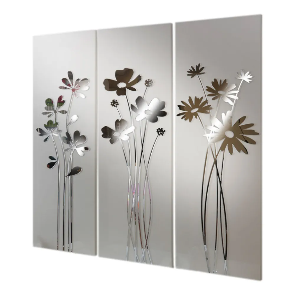 Viadurini Decor Blumen Bilder-Komposition aus 3 Tafeln mit Darstellung von 3 Blumensträußen, hergestellt in Italien – Colleen