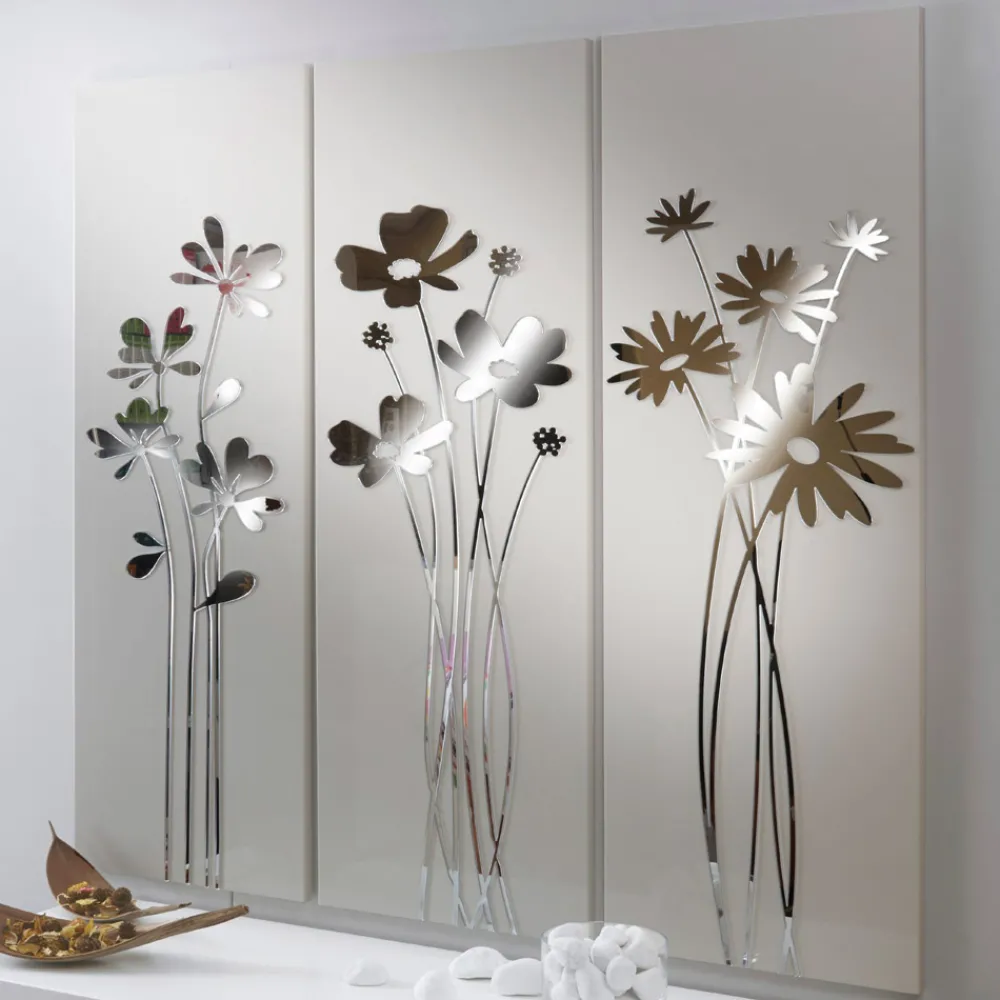 Viadurini Decor Blumen Bilder-Komposition aus 3 Tafeln mit Darstellung von 3 Blumensträußen, hergestellt in Italien – Colleen