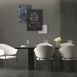 Viadurini Decor Abstrakte Bilder-Komposition aus 3 Tafeln mit der Stilisierung der Medusa, hergestellt in Italien – Ichika