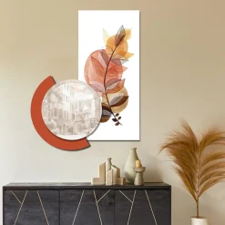 Viadurini Decor Blumen Bilder-Komposition aus Holzgemälden mit Stadt- und Zweigdrucken, hergestellt in Italien – Chile