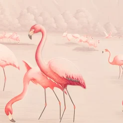 Viadurini Decor Blumen Bilder-Komposition aus Holzgemälden mit Flamingo-Aufdruck, hergestellt in Italien – Bahamas