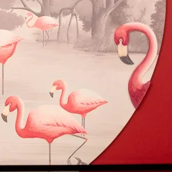 Viadurini Decor Blumen Bilder-Komposition aus Holzgemälden mit Flamingo-Aufdruck, hergestellt in Italien – Bahamas