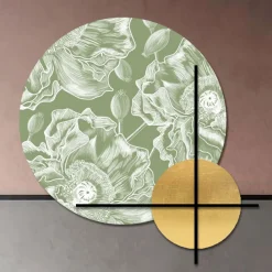 Viadurini Decor Blumen Bilder-Komposition aus rosa oder grünen Holzplatten mit weißen Blumen, hergestellt in Italien – Fidschi