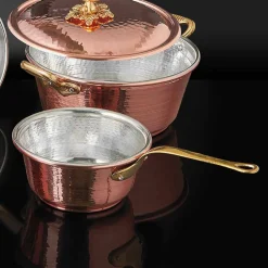 Viadurini Kitchen Kochgeschirr-Konische handverzinnte Kupferpfanne und Griff Made in Italy 19 cm - Mariassunta