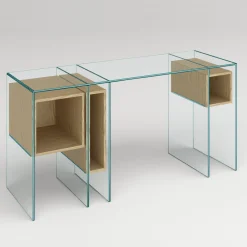 Viadurini Living Konsolentisch Flur-Konsole aus extra klarem Glas und hochwertigem Holz made in Italy - Damiano