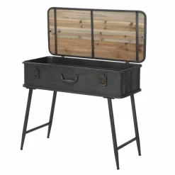 Viadurini Living Konsolentisch Flur-Konsole mit Behälter im Industriedesign aus Eisen und Holz - Gomes
