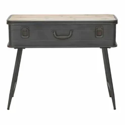 Viadurini Living Konsolentisch Flur-Konsole mit Behälter im Industriedesign aus Eisen und Holz - Gomes